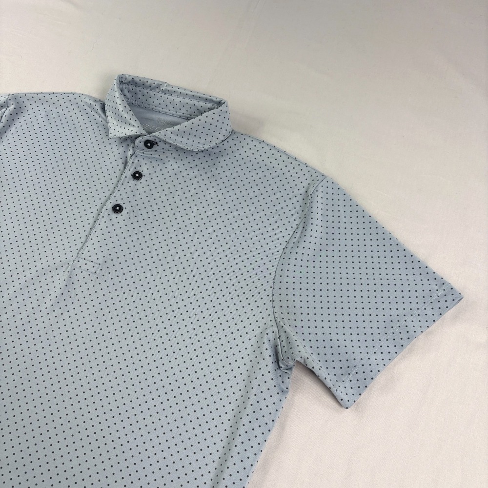 Mizzen+Main Light Blue Polo with Navy Dot Print